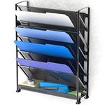 SimpleHouseware 6 Tier Wall Mount File Letter Tray Folder Organizer, Black