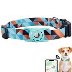 Konity AirTag Cat Collar, Compatible with Apple AirTag, Polyester Pet Kitten Puppy Collar with Silicone AirTag Holder for Small Dogs, Blue Ethnic, XS: 8''-12'' Neck