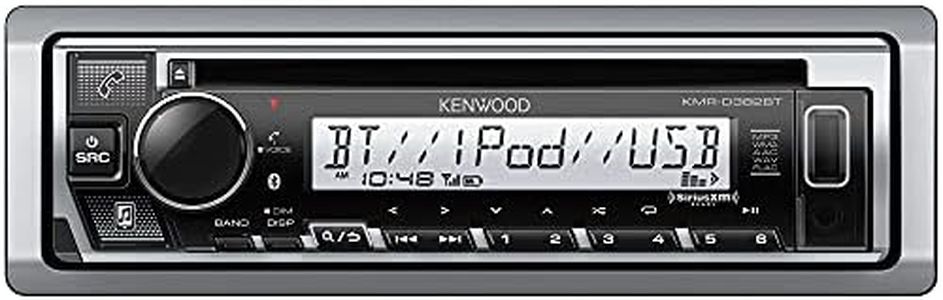 KENWOOD KMR-D382BT (50W x 4Ch) Single Din Car/Marine Stereo Head Unit with Bluetooth, Hands-Free Calling, CD Player, USB, AM/FM Radio, SiriusXM Ready, All-Weather in-Dash Boat & Car Audio Receiver