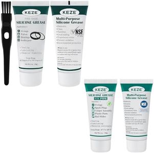 KEZE Food Grade Silicone Grease for Plumber Faucet O Rings Lubricant 1 oz 2-Pack with Brush and Silicone Lubricant Grease with PTFE for Automotive O Rings Sliding Door Track Lubricating 1 oz 2-Tube