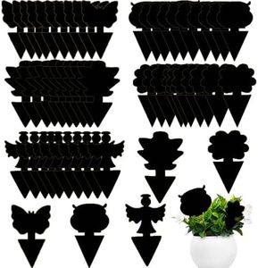 Esforzarse 50 Pcs Plant Fly Stickers, Fruit Fly Sticky Trap, Sticky Fruit Fly and Plant Gnat Bug Trap for Indoor or Outdoor Use, Sticky Insect Trap, for Potted Plant, Aphids, Garden(5 Styles, Black)