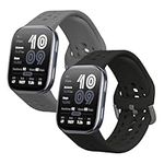 kwmobile Straps Compatible with Amazfit Bip 6 Straps - 2X Replacement Silicone Watch Bands - Black/Dark Grey