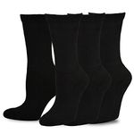 Relaxed Lose Binding Top Viscose Bamboo Diabetic Socks for Men Large Crew 3-Pairs (10-13, Black)