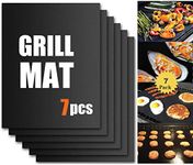 BBQ Grill Mat, Non-Stick Reusable Heat Resistant Cooking Mat Pads, Durable Easy to Clean BBQ Baking Grill Sheet Mat, Durable Easy to Clean Barbecue Grilling Accessories for Grilling Meat, Veggies, Seafood, PFOA Free, Perfect for Baking on Gas, Charcoal, Oven and Electric Grills,15.7 x 13 Inch (7 PCS)