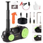 EFFIROSO Electric Car Jack Kit 5 Ton 12V Hydraulic Floor Jack with Tire Inflator Pump for Vehicle Car Lift Jack Emergency Repair Kit for Tire Change 11023lbs (Black and Green)