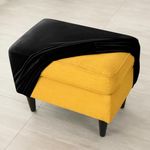 HOKIPO Original Velvet Foot Stool Cover Ottoman Slipcover, Stretch Fitted, Removable Washable, Black (NEW-4801-BLK)