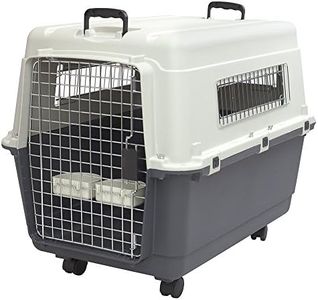 SportPet Designs Plastic Kennels Rolling Plastic Wire Door Travel Dog Crate- Large Kennel