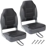 GarveeLife 2 Pack Boat Seats, High Back Folding Boat Seats - Fishing Boat Chairs With Thick Sponge Padding, Stainless Steel Screws & Fold-Down Design for Speedboat, Canoe, Sightseeing Boats