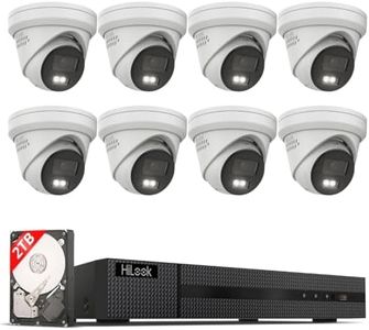 HiLook® by HIKVISION Überwachungskamera Set 8X 8MP 4K Turret PoE mit KI Personen und Fahrzeugerkennung und Hybrid Light Nachtsicht wetterfest IP67 NVR 8CH 2TB HDD App Steuerung Plug and Play