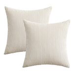 MIULEE Pack of 2 Corduroy Soft Solid Decorative Square Throw Pillow Covers Cushion Cases Pillow Cases for Couch Sofa Bedroom Car 26 x 26 Inch, White