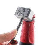 VNFLY Mjolnir Keychain Bottle Opener, Thor Hammer Bottle Opener Keychain, Thor Keychain Beer Bottle Opener (Silver)