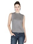 GO-4 IT Drop Needle Flat Knit Turtle Neck Sleeveless Top