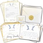 Tooth Fairy Letter Kit with 5 Virtue-Themed Tooth Fairy Letter Poems, 5 Tooth Fairy Envelopes with Seals, 5 Tooth Receipts, 5 Customizable Cash Alternative Certificates, & 1 Tooth Holder