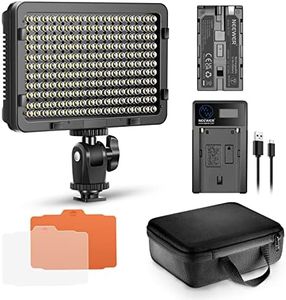 Neewer 176 LED Video Light Lighting Kit: Dimmable 176 LED Panel, with 2200mAh Li-ion Battery, USB Battery Charger and Carrying Case for Product and Portrait Photography