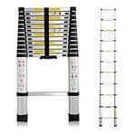 3.8M Telescopic Ladder, Aluminium Extension Ladder, Multi-Purpose Loft Ladder, Extendable Telescoping Ladder (12.5FT/3.8M), Max Load 150kg/330lb