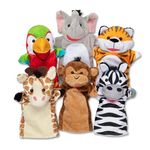 Melissa & Doug Safari Buddies Hand Puppets, Set of 6 (Elephant, Tiger, Parrot, Giraffe, Monkey, Zebra) | Soft, Plush Animal Hand Puppets For Toddlers And Kids Ages 2+