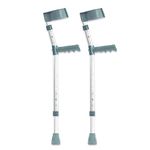 Coopers PVC Handle Double Adjustable Elbow Crutches - Small - Pair | Lightweight Crutches for Adults | Height Adjustable Elbow Crutches | Hospital Crutches | Soft Touch PVC Handles