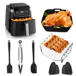 Air Fryer Liners for Ninja AF140UK AF180UK, 11 PCS Silicone Air Fryer Accessories for Air Fryer PRO 4.7L/6.2L, Including Air Fryer Baskets, Grilling Rack, Gloves, Oil Brush, Food Clip, Spatula