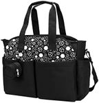 SONARIN Baby Nappy Changing Tote Bag,Multi-Function Waterproof Baby Changing Bag Satchel Messenger Bag Travel Diaper Bag with Pacifier Holder Large Capacity for All Baby Accessories(Black)