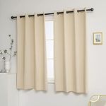 YGO Beige Blackout Curtains Home Decor Window Treatment Ring Top Blackout Draperies Curtains for Living Room 2 Panels 52 by 63 Beige