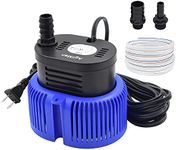 AgiiMan Pool Cover Pump Above Ground - Submersible Swimming Sump Inground Pump, Water Removal with 16' Drainage Hose and 25 Feet Power Cord, 850 GPH, 3 Adapters, Blue