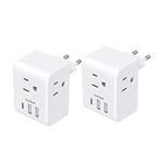 2 Pack European Travel Plug Adapter, International Plug Adapter with 3 Canada Outlets 3 USB Ports (1 USB C Port), Type C Power Adapter for The US to Most of Europe Iceland Spain Italy France Germany