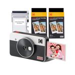 KODAK Mini Shot 2 Retro 4Pass 2-in-1 Instant Camera and Photo Printer (5.3 x 8.6 cm) + Initial 8 Sheets + 60 Sheets Bundle, White