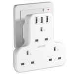 LENCENT Plug Extension Socket, 3 Way Multi Plug Socket with 3 USB Ports, Power Extender Wall Adaptor for Household Appliances, Iphone, Smartphone, Tablet, Home, Office, Bedroom, 13A 3250W