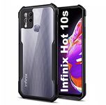 REALCASE Hot 10S Back Cover Shockproof Bumper Crystal Clear | 360 Degree Protection TPU+PC | Camera Protection | Acrylic Transparent Eagle Cover Case for Infinix Hot 10s (X-Black)