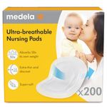 Medela Ultra-Breathable Nursing Pads, Highly Absorbent, Discreet Design for Comfortable Wear, Pack of 200
