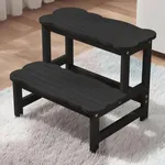 COSYLAND Step Stool for Toddlers - Two Step Stools Toddler 300 lbs Capacity with Safety Non-Slip Design, Bamboo Step Stool for Bathroom, Kitchen Dual Height Step Stools for Kids Black