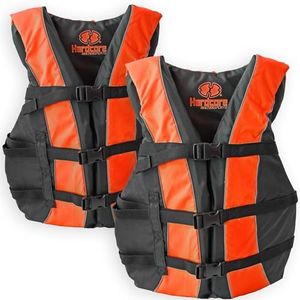 Hardcore Life Jacket 2 Pack Paddle Vest for Adults; Coast Guard Approved Type III PFD Life Vest Flotation Device; Jet ski, Wakeboard, Kayak; Ideal Extra Pontoon Boat Life Jacket Neon Orange