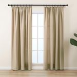 L.Z.E Beige Curtains with Ruffle Tape, Opaque Curtains Living Room Modern for Rail System, Semi-Transparent Translucent Curtain for Bedroom Dining Room, Set of 2, Sand, 225 cm Long