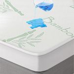 Flippeddream Queen Mattress Protector-100% Waterproof & Cooling Bamboo Fiber Mattress Cover (60" x 80") Size Bed Soft, Breathable, Guards Against Spills/Stains Matterss Pad - Pockets Up to 18″ deep