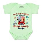 ARVESA Pack My Diaper I Am Going To Nana Nani House R-1236 Green 3-6 Romper Baby Boy & Girl dress