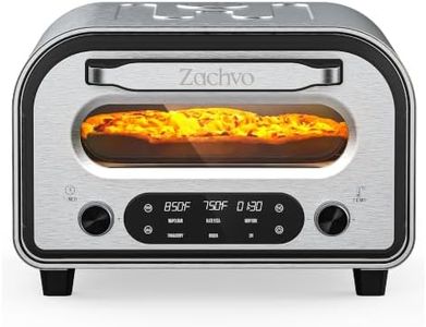 ZACHVO Countertop Electric Pizza Oven, 90-Second 12 Inch Pizza, 850°F, 6 Presets with DIY, PID Top & Bottom Temp Control, Dual Knobs for Time & Temp, Always-On Light for Home Pizza Nights, Silver