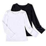 Sunny Fashion Girls 2 Pack Top Tee Shirt Long Sleeve White Black Casual School Size 9-10 Years