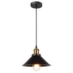 iDEGU Retro Pendant Light Industrial Design Edison Ceiling Light E27 Chandelier Pendant Light Metal Diameter 22 cm (Black, Pack of 1)