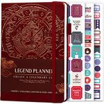 Legend Planner – Deluxe Weekly & Monthly Life Planner to Hit Your Goals & Live Happier. Organizer Notebook & Productivity Journal. A5 Hardcover, Undated – Start Any Time + Stickers – Wine Red