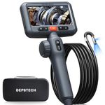 DEPSTECH Dual Lens Articulating Endoscope, 210° Two-Way Rotating Borescope with Light, 4.5'' IPS Screen, 1080P HD Inspection Camera, 5ft Flexible Snake Cable for Automotive Wall Engine, Mechanics Tool