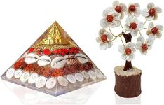 Nebula Stone Crystals Wealth Orgone Pyramid | Crystal Natural Pyramid | Success Prosperity Pyramid (Tree and Pyramid)