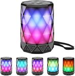 LFS Portable Bluetooth Speaker with Lights, Night Light LED Wireless Waterproof Speaker, Multicolor LED Auto-Changing, Micro SD Card TWS Wireless Stereo Pairing, for Outdoor, Travel, Home