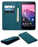 ACM Rich Leather Flip Wallet Front & Back Case Compatible with Lg Google Nexus 5 Mobile Flap Magnetic Cover Turquosie