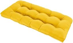 LOVTEX Tufted Bench Cushions for Outdoor Furniture Waterproof, 44 x 19 InchesPatio Swing Cushions Yellow - Overstuffed Indoor/Outdoor Loveseat Cushions with Round Corner