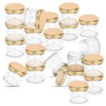 Pure Source India Round Mini Glass Jar Container With Airtight Metal Cap - 20 Gram, 3 Pieces, Clear