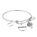 LQRI Grammie Jewelry Grandma Gift Grammy Gift Grammie Bracelet with Family Tree Best Granny Ever Gift Grammie Grannie Nana, S, Stainless Steel, na-