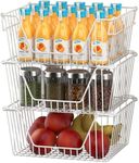 DPZM 3Pcs Wire Basket with Handles,Storage Basket,Onion and Potato Storage Basket for Vegetable Storage,Freezer Organizer for Organizing Freezer,Basket for Organizing Pantry Closets Bedrooms,White…