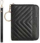 BOSTANTEN Credit Card Holder Wallet RFID Blocking Leather Small Wallet for Women Zipper Keychain Wallet with Wristlet Black