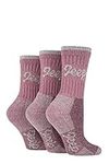 TERRAIN JEEP 3 Pairs Cotton Walking Hiking Socks for Ladies - Padded Breathable Anti Blister Athletic Outdoor Performance Trekking Crew Socks for Women Pink / Cream 4-7