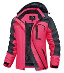 MAGCOMSEN Walking Coats Women Waterproof Jackets Outdoor Hiking Travelling Coats Winter Jackets Women Thermal Warm Coats with Fleece Lining Water-Repellent Skiing Outerwear Coats, Rose